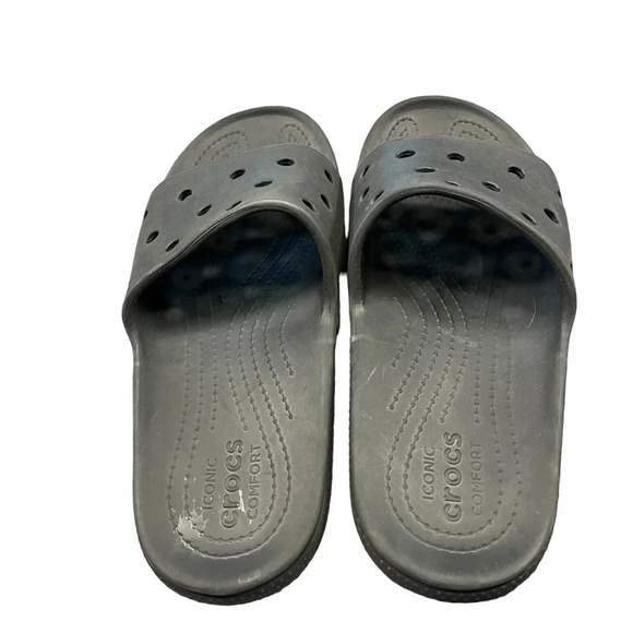 Crocs Classic Iconic Comfort Slide Sandal Black Beach Neutral Comfort Men's 12 - Picture 5 of 8